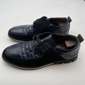 Gatsby Shoes Men's Blue Black Orthopedic Leather Casual Oxfords Size 17 US 52 UK